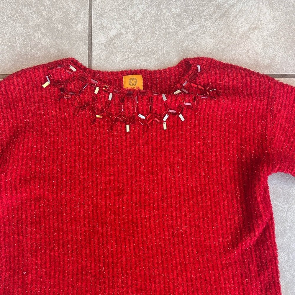 Ruby Rd. Red Crew Neck Sweater - Picture 3 of 8